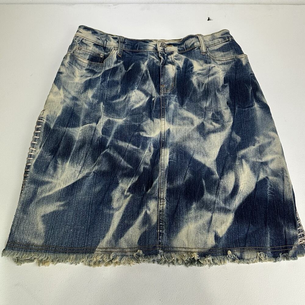 moda sister acid wash crochet side slit denim Pencil skirt EU Size 42